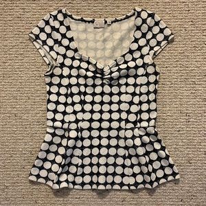 Anthropologie Women’s Polka Dot Peplum Top